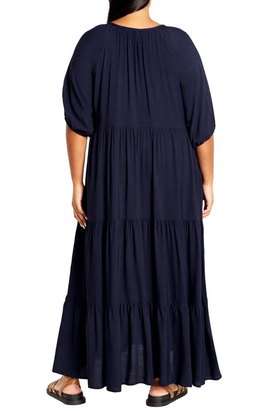 Shop City Chic Brynn Tiered Maxi Dress In Navy