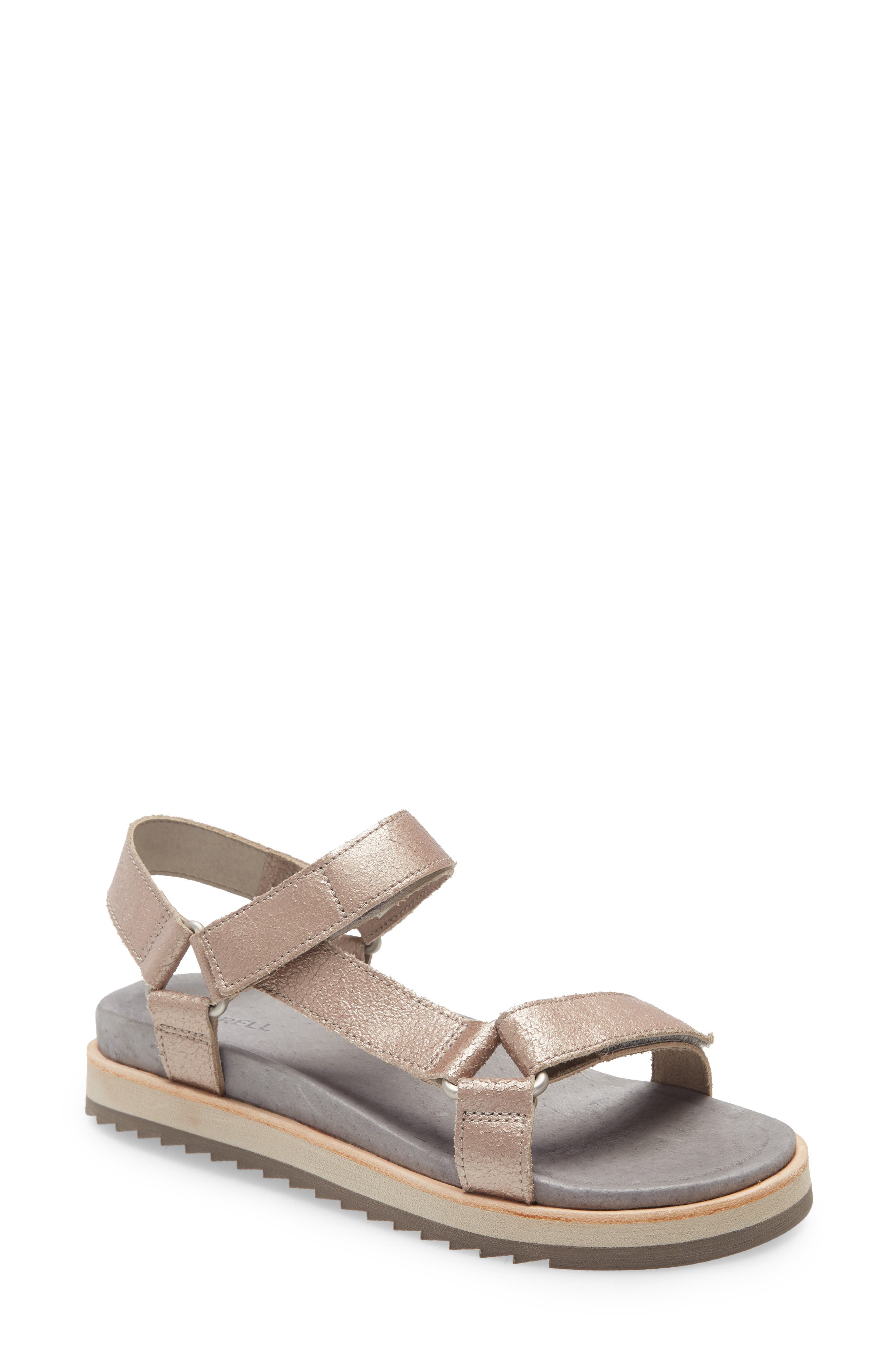 Merrell Juno Strap Sandal In Metallic Leather