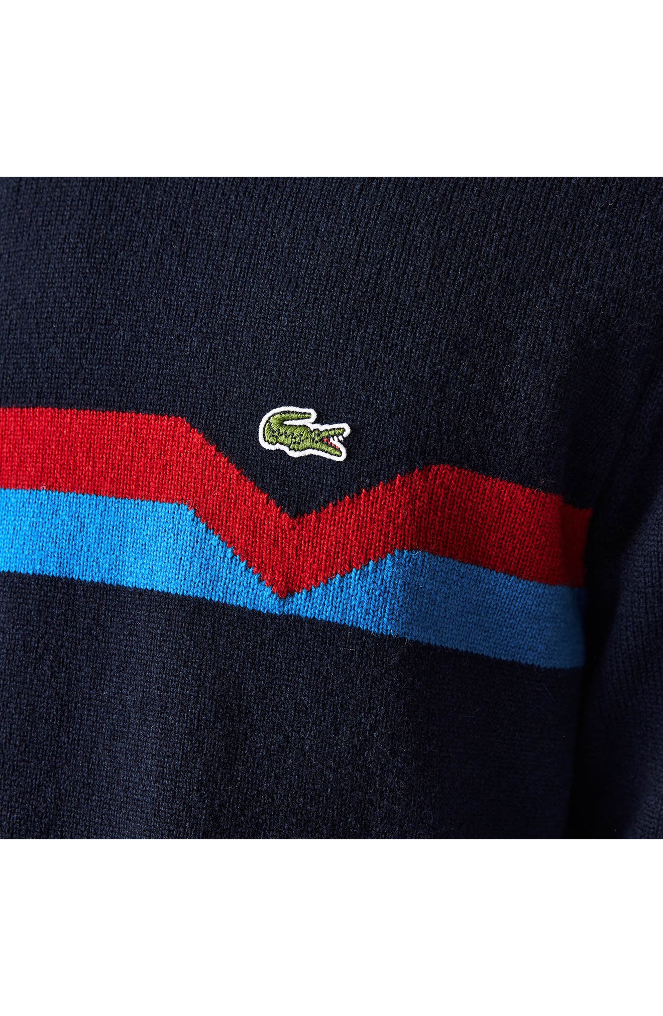 Lacoste Stripe Crewneck Wool Sweater 