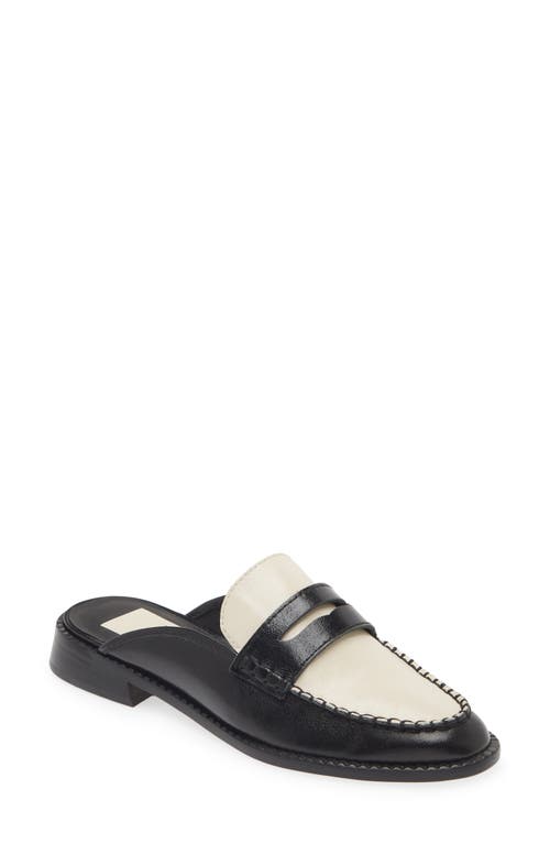 Shop Dolce Vita Havan Loafer Mule In White/black Crinkle Patent