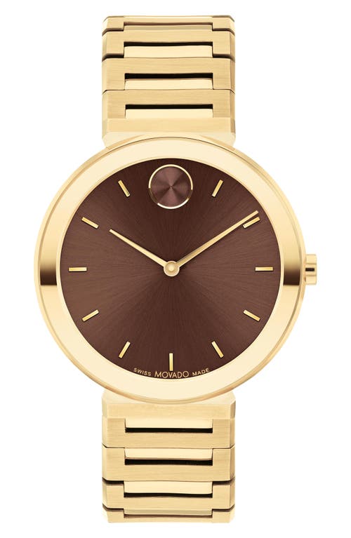 Movado Bold Horizon Bracelet Watch, 40mm in Gold/Brown 