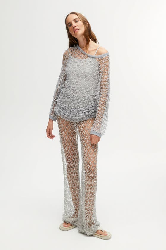 NOCTURNE NOCTURNE SHIMMERING THREADED MESH PANTS