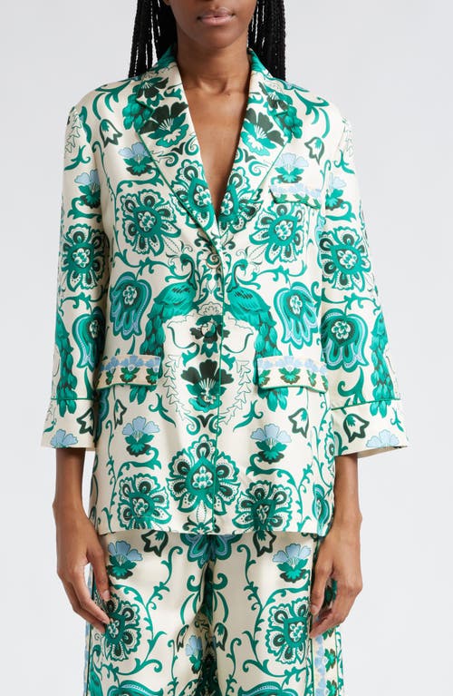 Cara Venezia Peacock Print Jacket Turtledove at Nordstrom,