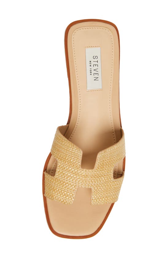 Steven New York Harlien Croc Embossed Slide Sandal In Orange Raffia
