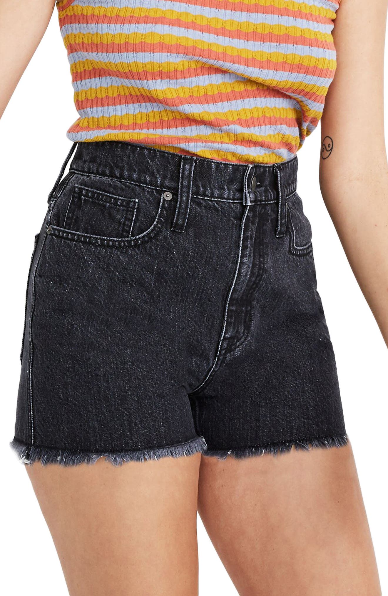 madewell black denim shorts