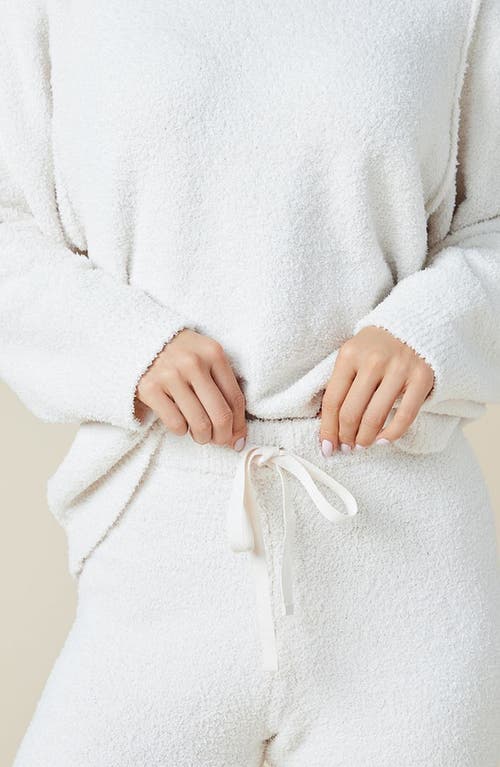 Softies Solid Marshmallow Reverse Seam Crew Neck Lounge Set With Bracelet Sleeve In Almond