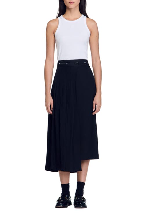 Shop Sandro Long Asymmetrical Skirt In Black