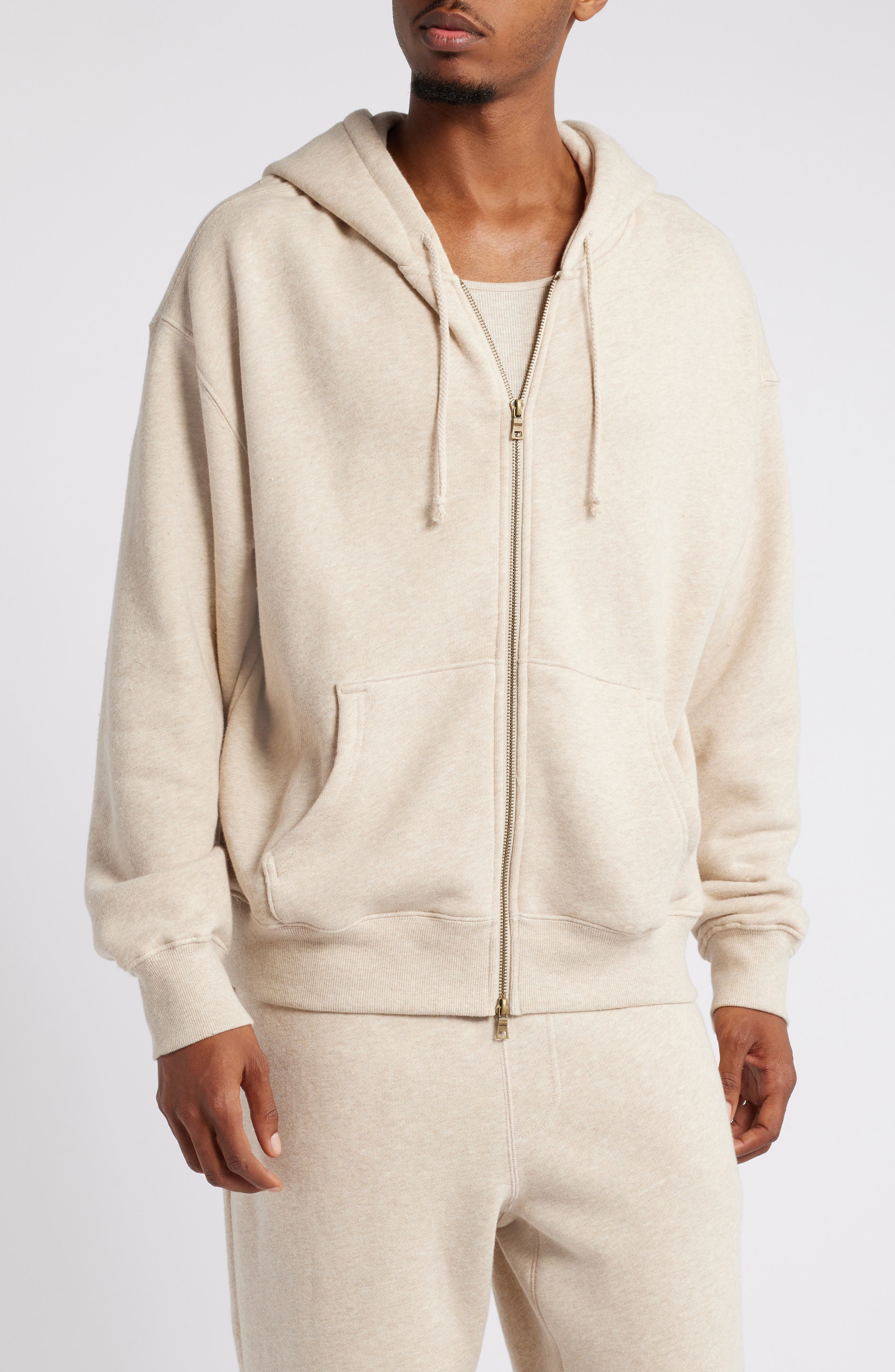 Elwood Core Oversize Terry Full Zip Hoodie in Oatmeal 