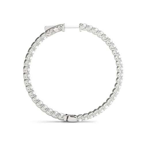 Bliss Diamond 1.75 Ct Lab Grown Diamond Hoops Inside Outside 1 1/3" 14k Gold Vault Lock In 14k White Gold