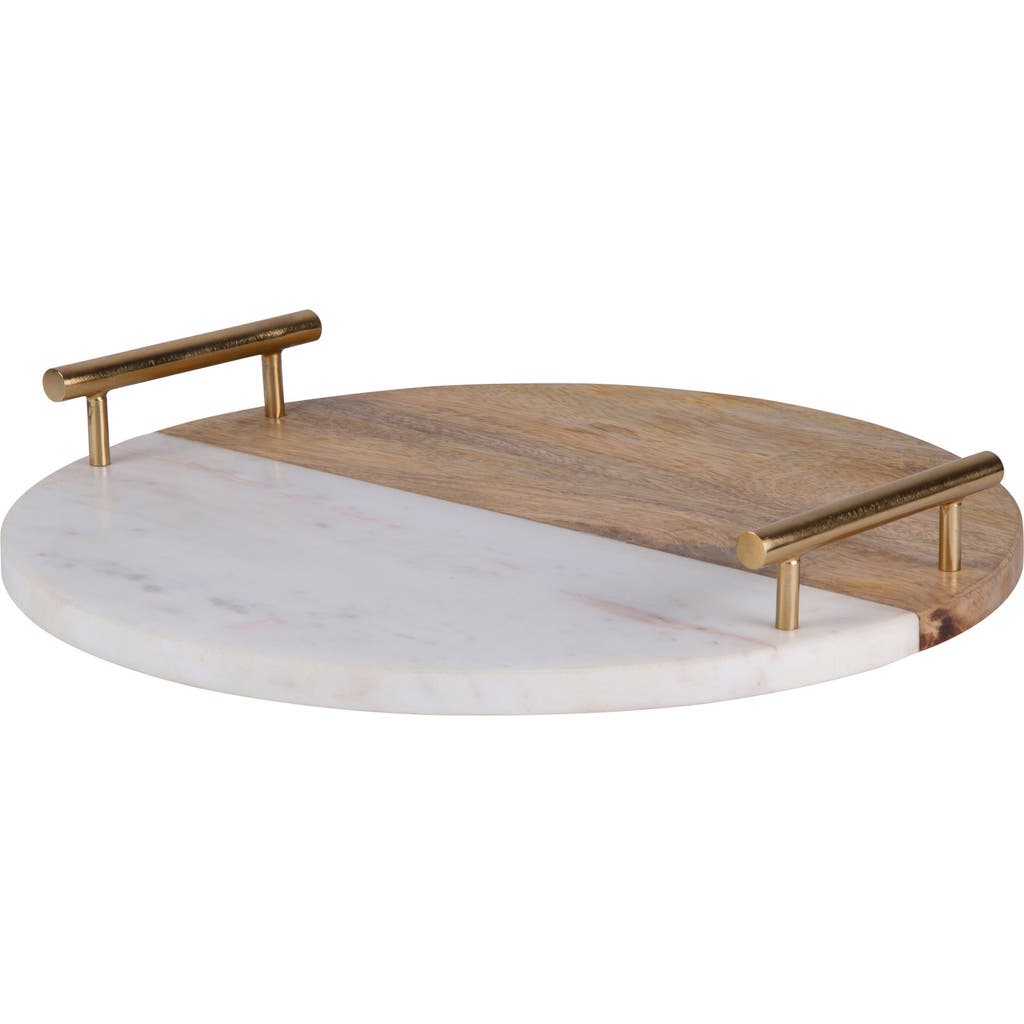 Renwil Dinova Marble & Wood Tray In White
