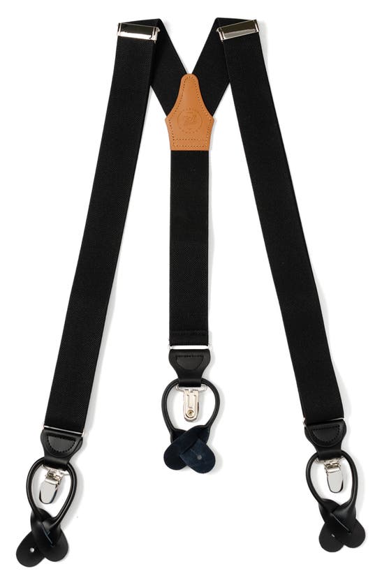Cufflinks, Inc . Black Clip/button Suspenders In Black