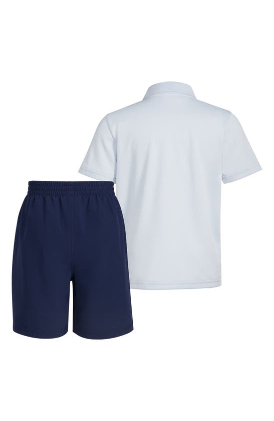 Shop Adidas Originals Kids' Mesh Polo & Woven Shorts Set In Halo Blue