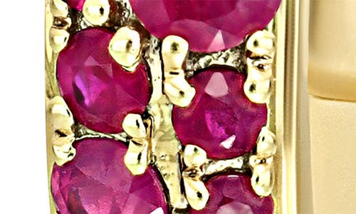 Shop Bony Levy Ruby & Diamond Hoop Earrings In 18k Yellow Gold Ruby