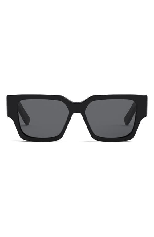 DIOR CD SU 56mm Square Sunglasses in Shiny Black /Smoke at Nordstrom