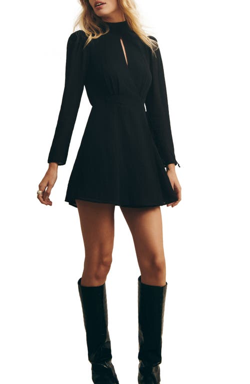 Reformation Long Sleeve Mock Neck Dress Black at Nordstrom,