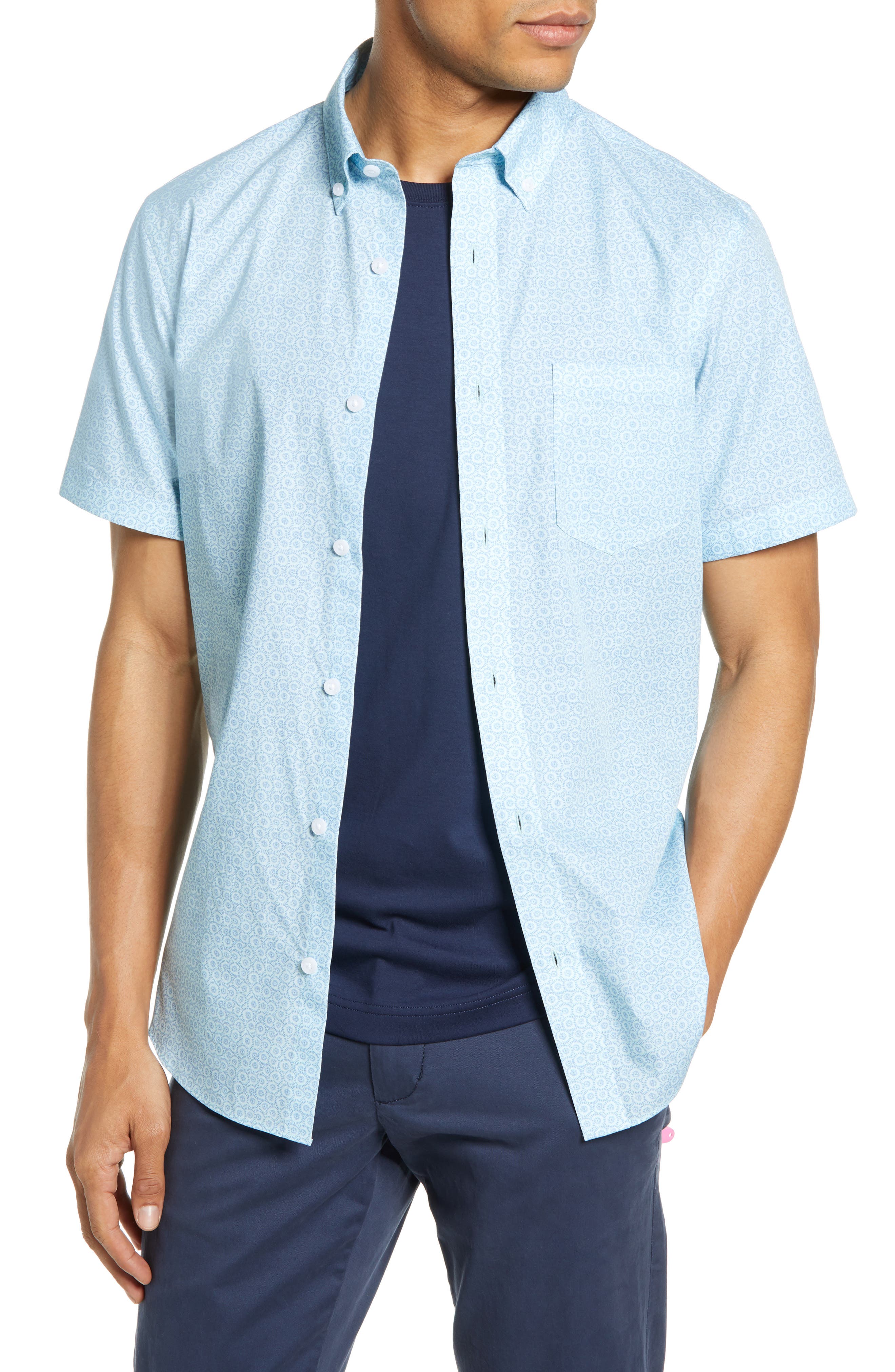 1901 Geometric Print Slim Fit Cotton Sport Shirt