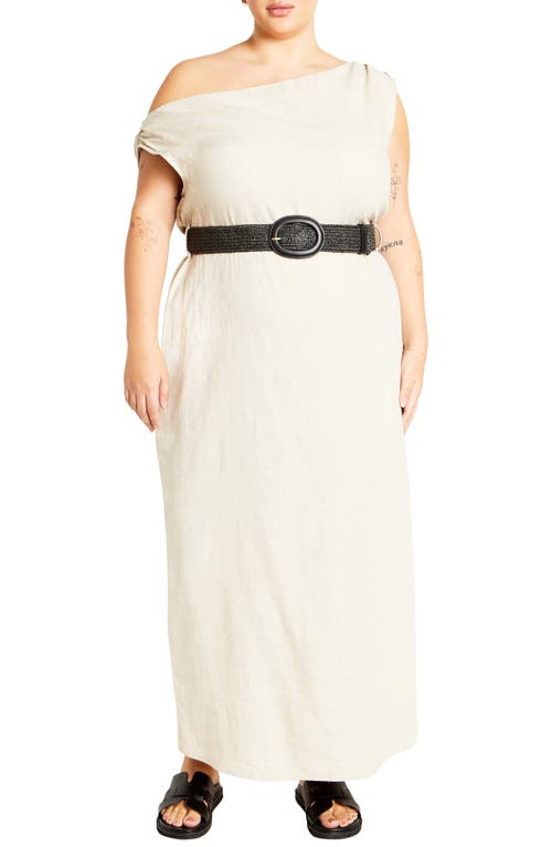 Shop City Chic Milly Asymmetric Neck Maxi Dress In Stone