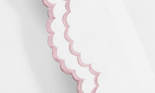 Melange Home Double Scallop Embroidered 300 Thread Count 100% Cotton Sheet Set In Rose/white