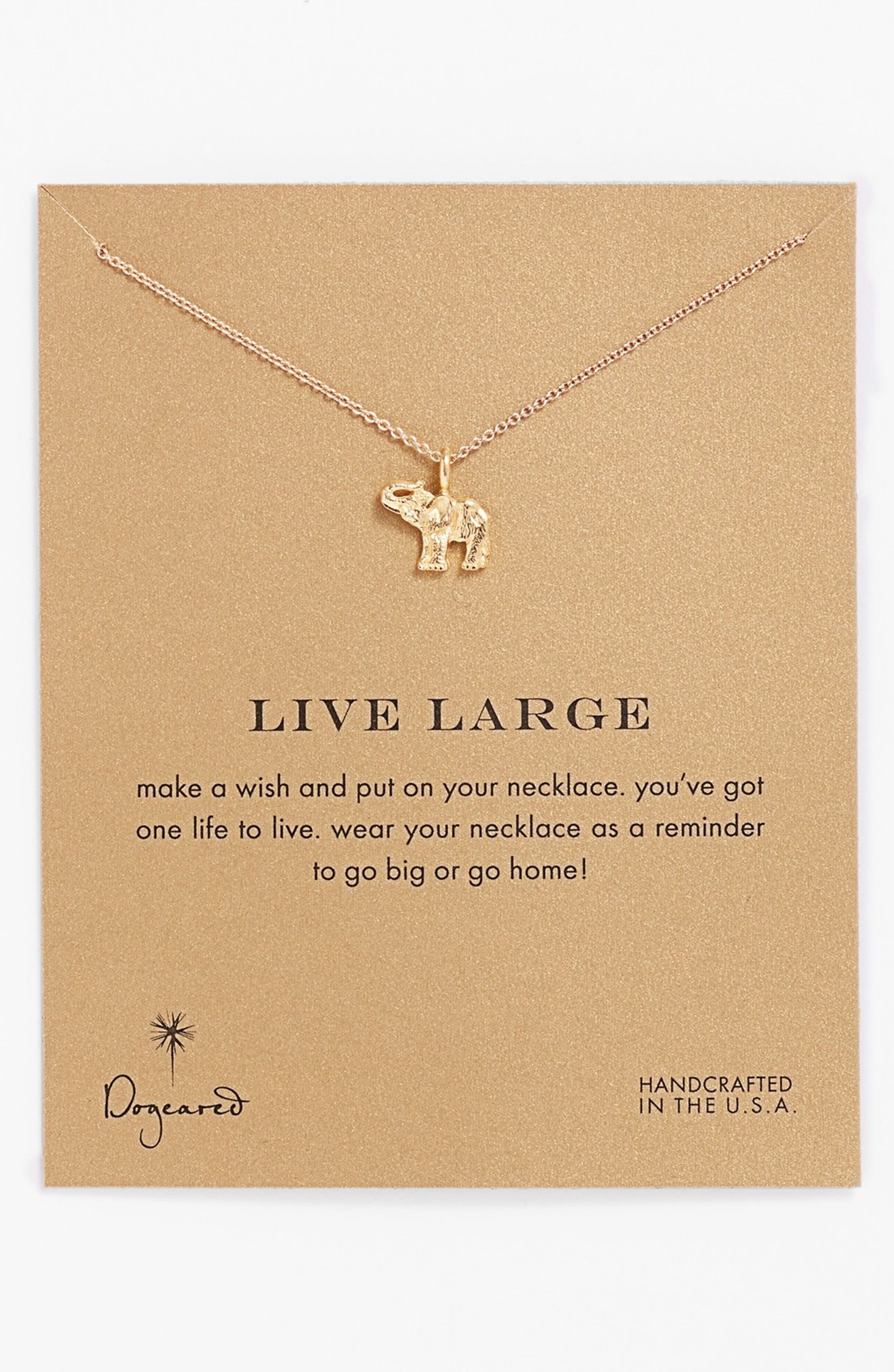 Dogeared 'Reminder - Live Large' Boxed Elephant Pendant Necklace ...