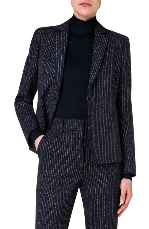 Akris punto Metallic Pinstripe Jacket 098 Black-Metallic at Nordstrom,