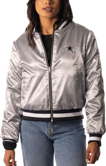 Women's The Wild Collective Silver Dallas Cowboys Studded Full-Zip Leather  Jacket