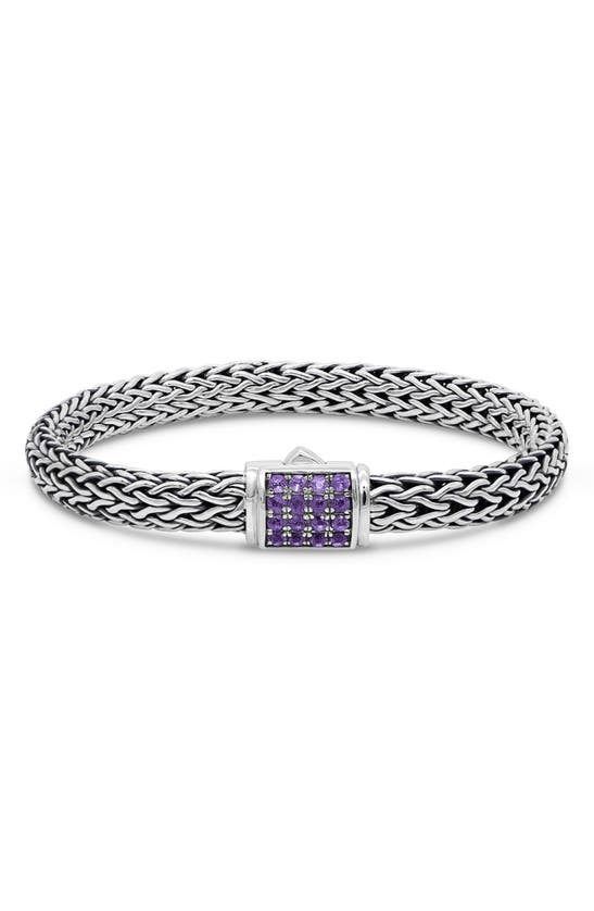 Shop Devata Sterling Silver Semiprecious Stone Chain Bracelet In Silver Purple