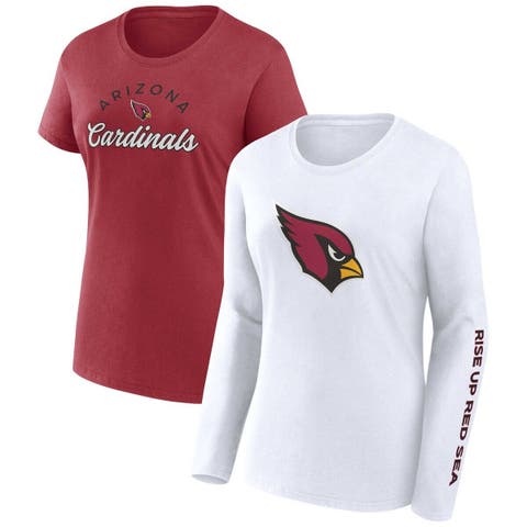 Women's Wear by Erin Andrews White Arizona Cardinals Domestic Cropped Long Sleeve T-Shirt Size: Medium