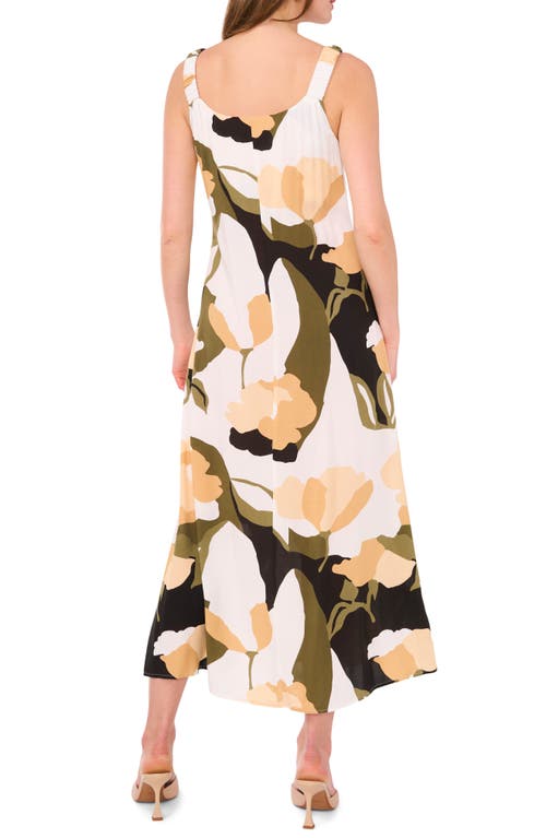 Shop Halogen ® Scrunched Strap Sleeveless Maxi Dress In Rich Black Floral