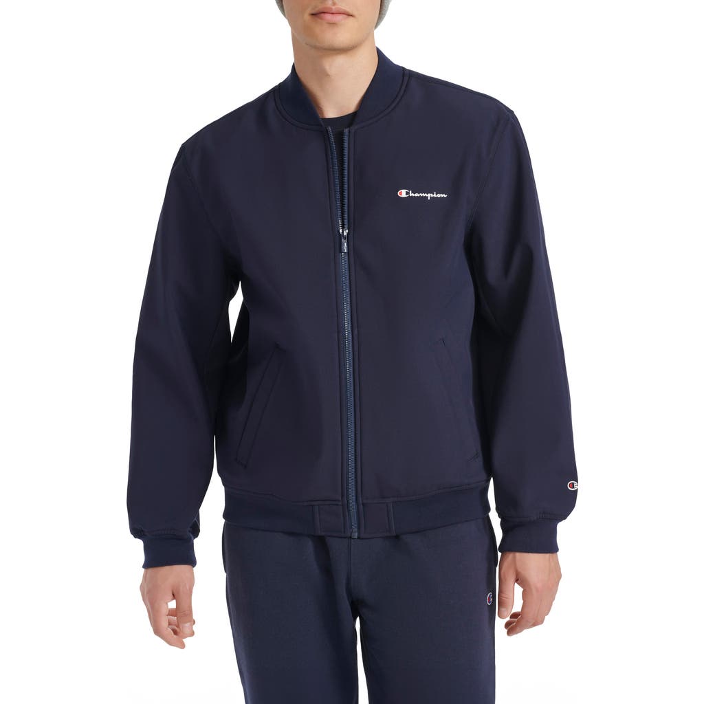 Champion Softshell Varsity Bomber Jacket In Peacoat