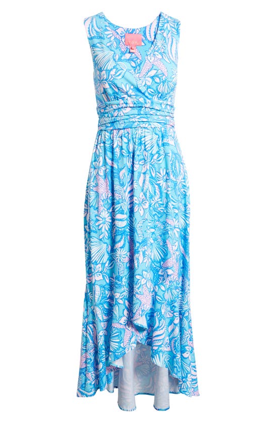 Lilly Pulitzer Floral High-low Maxi Dress In Amalfi Blue Sound The ...