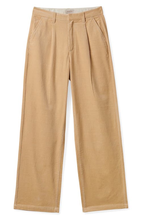 Shop Brixton Ludlow High Waist Corduroy Pants In Oat Milk