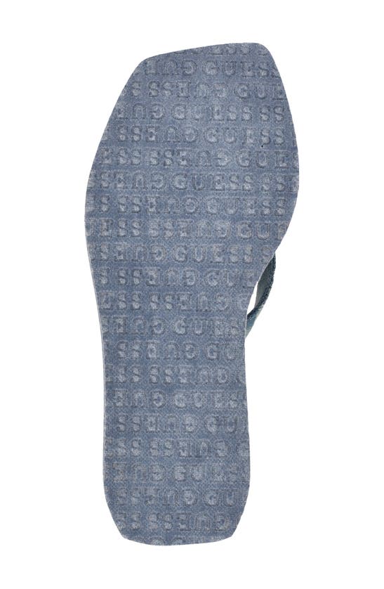 Guess Demmey Platform Wedge Flip Flop In Dark Blue