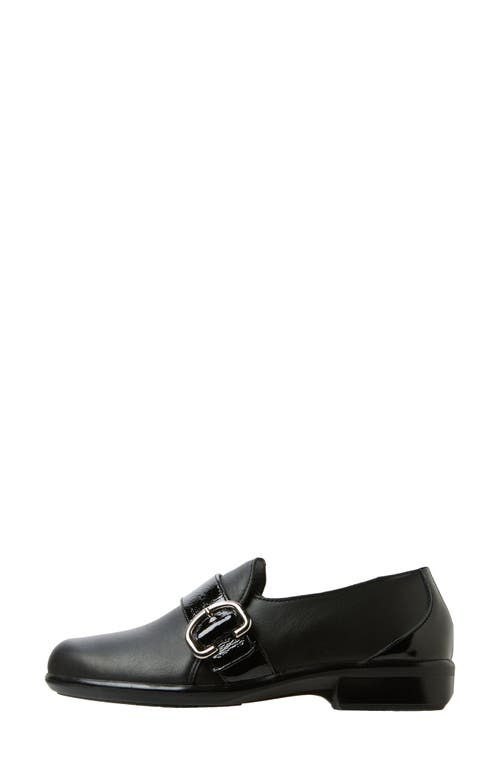 Naot Viscol Monk Strap Loafer In Jet Black/ Crinkle Patent
