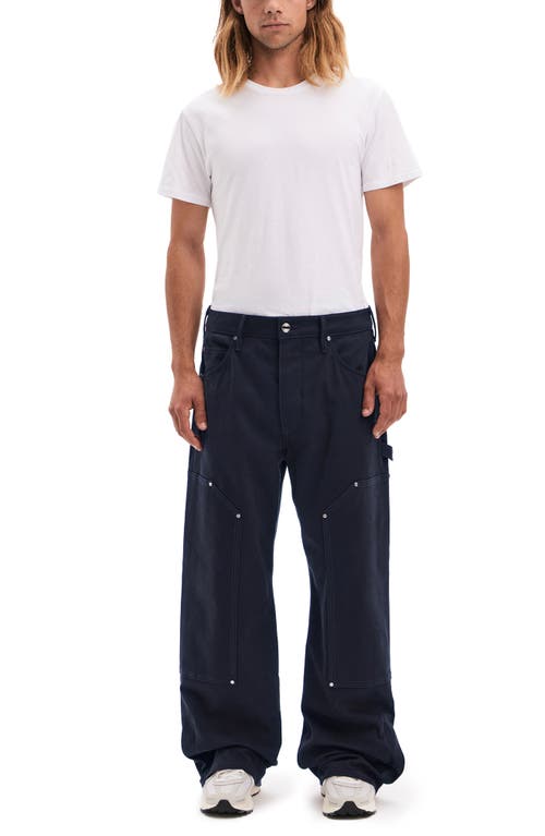 Shop Vayder Wide Leg Stretch Cotton Utility Pants In Navy