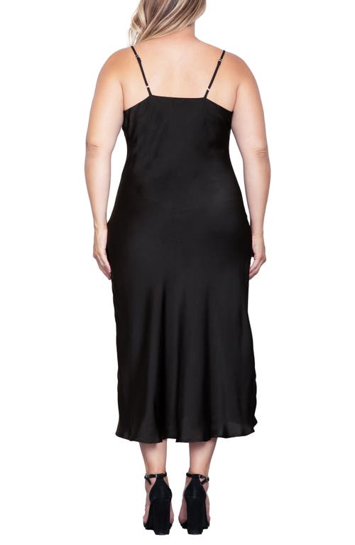 Shop Standards & Practices Cowl Neck Satin Dress In Black