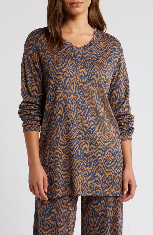 Masai Copenhagen Brunulda Print Long Sleeve Top In Moonlit Ocean