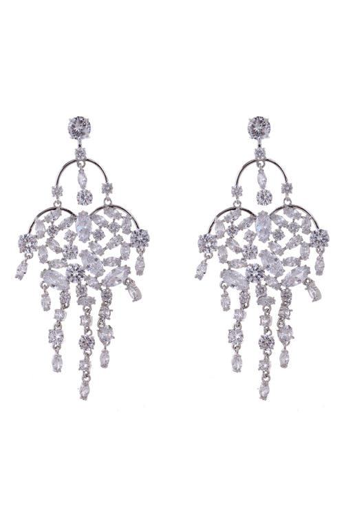 Shop Zaxie By Stefanie Taylor Cubic Zirconia Chandelier Drop Earrings In Silver