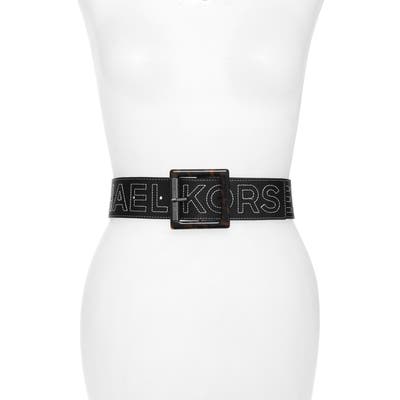 Michael Kors Logo Stitched Leather Belt, Black