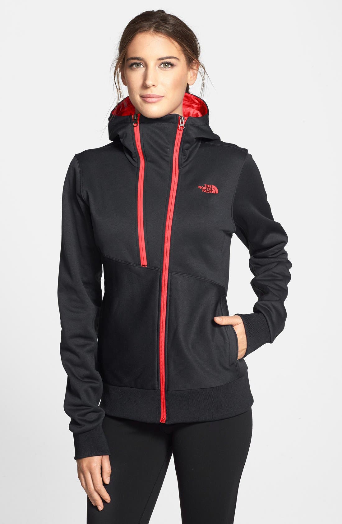 north face asymmetrical zip hoodie