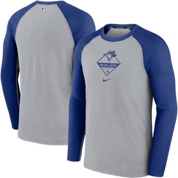 Nike Men's Nike Gray/Royal Toronto Blue Jays Game Authentic Collection  Performance Raglan Long Sleeve T-Shirt