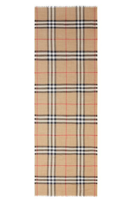 burberry Giant Check Print Wool & Silk Scarf in Archive Beige
