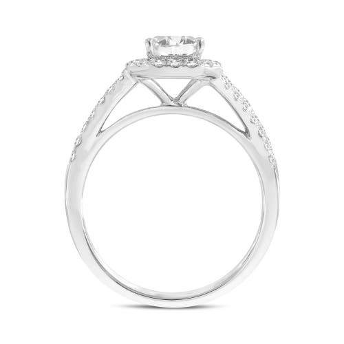 Luvmyjewelry Mariam 14k White Gold Emerald Cut Lab Grown Diamond Halo Engagement Ring In 14k White Gold