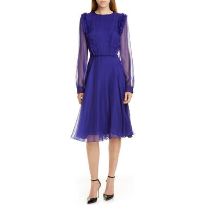 Jason Wu Long Sleeve Crinkled Chiffon Dress, Purple