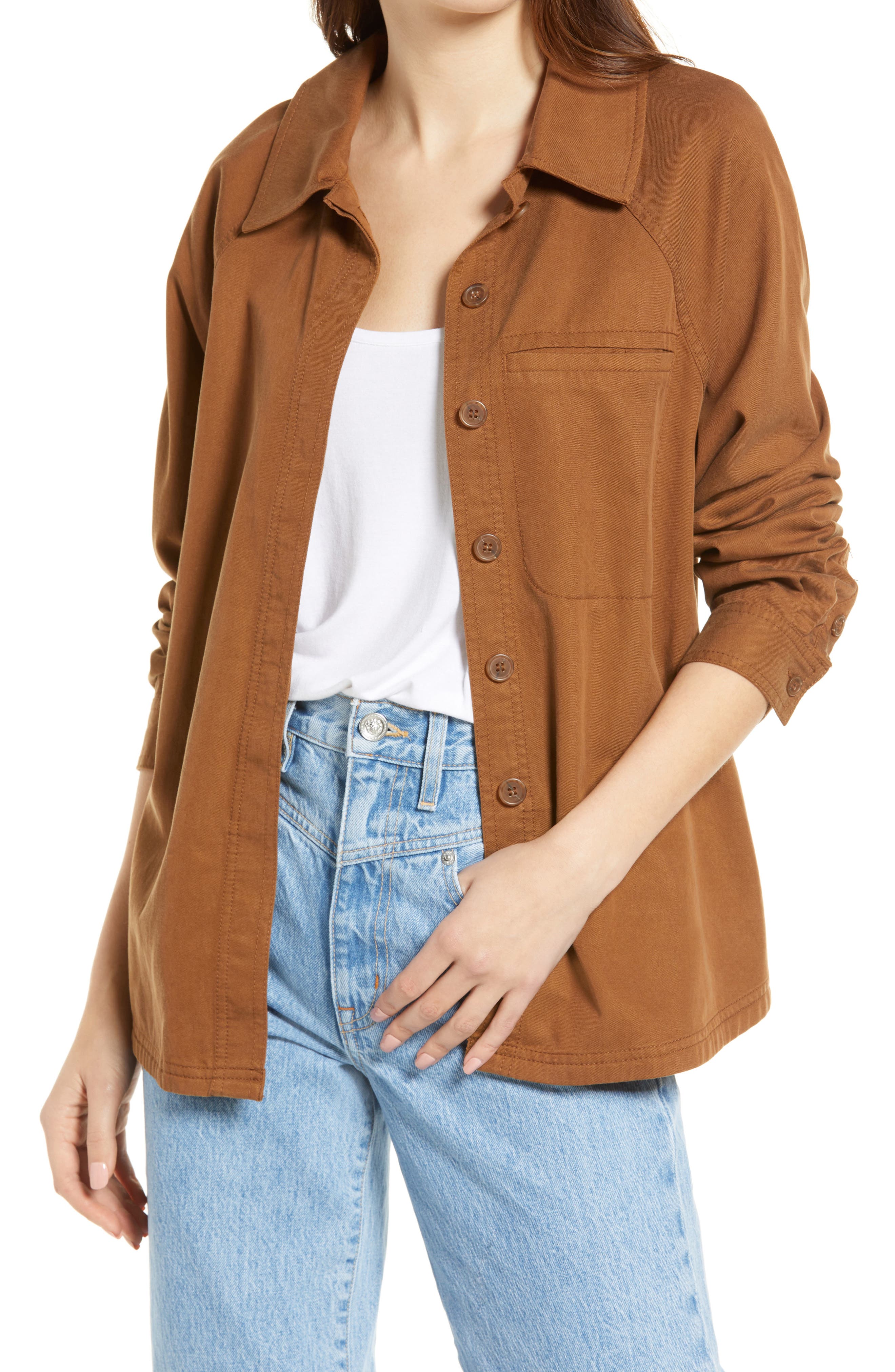 Treasure & Bond Raglan Utility Jacket in Brown Toffee | Smart Closet