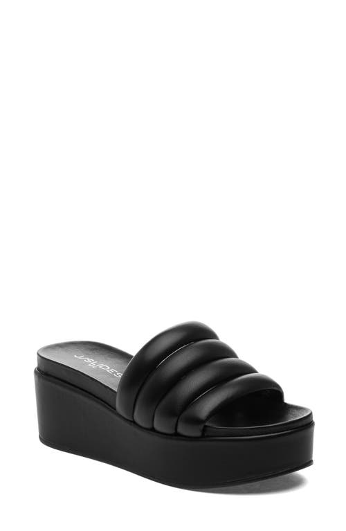 J/SLIDES NYC Quirky Platform Sandal in Black Leather