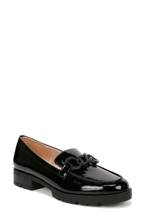 Black patent leather penny loafers Women, Simons