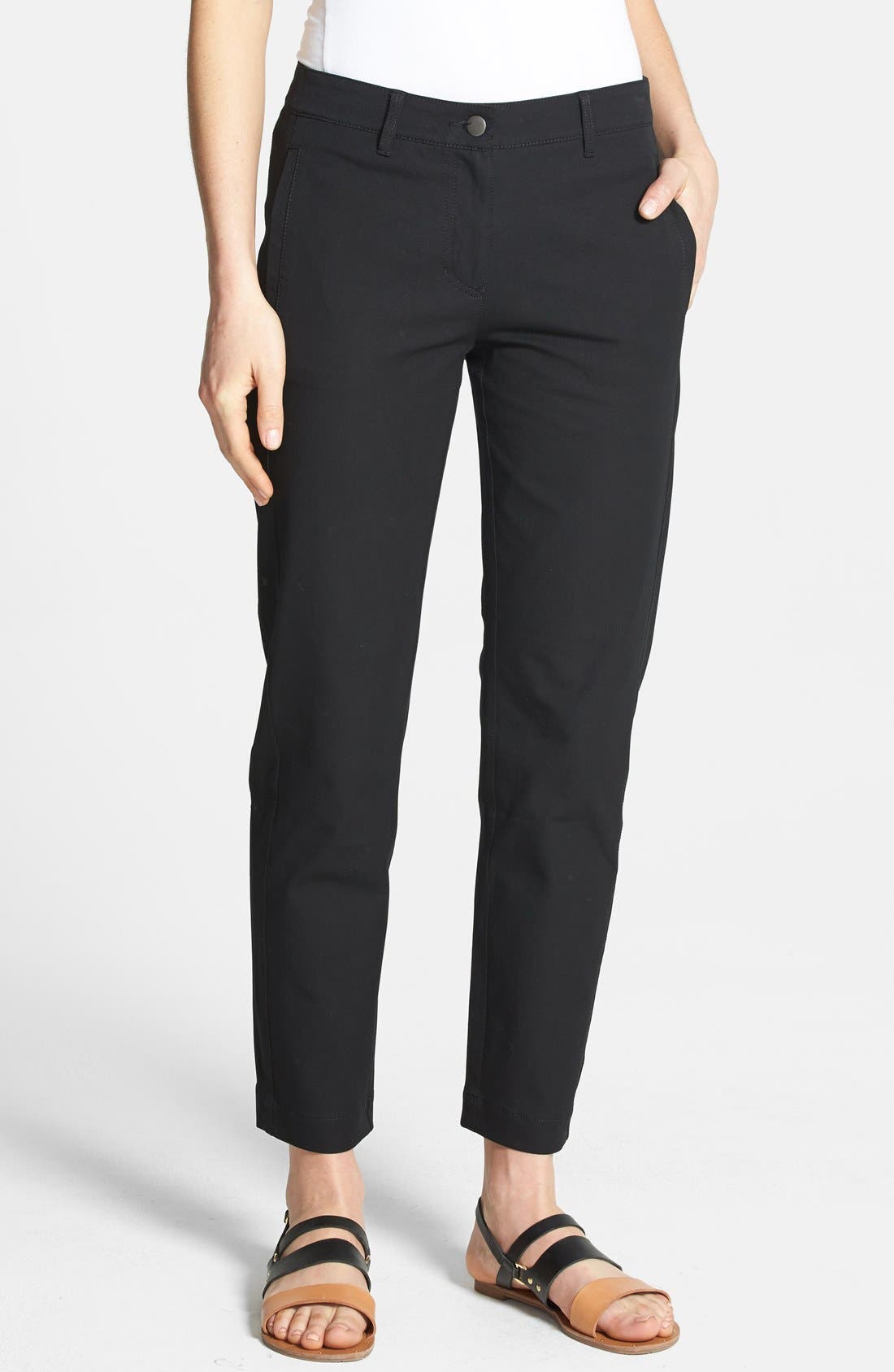 Eileen Fisher Slim Stretch Cotton Ankle Pants (Regular & Petite