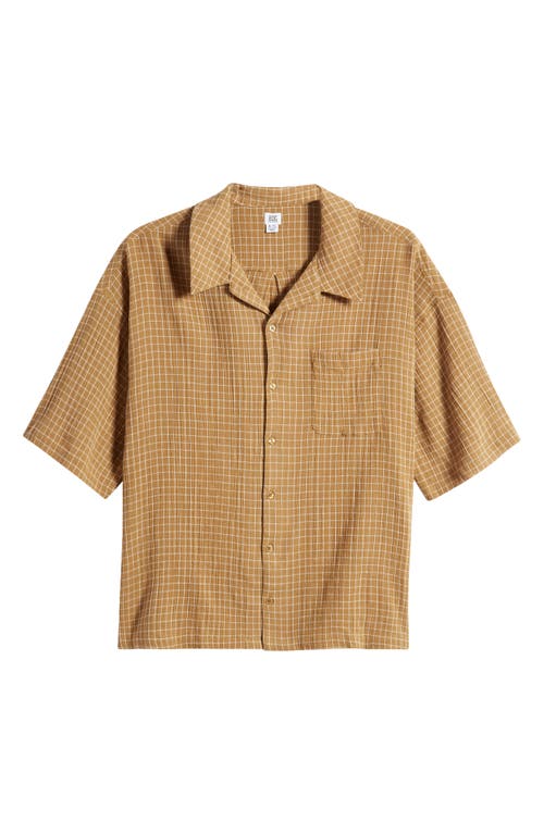 Shop Bdg Urban Outfitters Check Cotton Camp Shirt In Camel