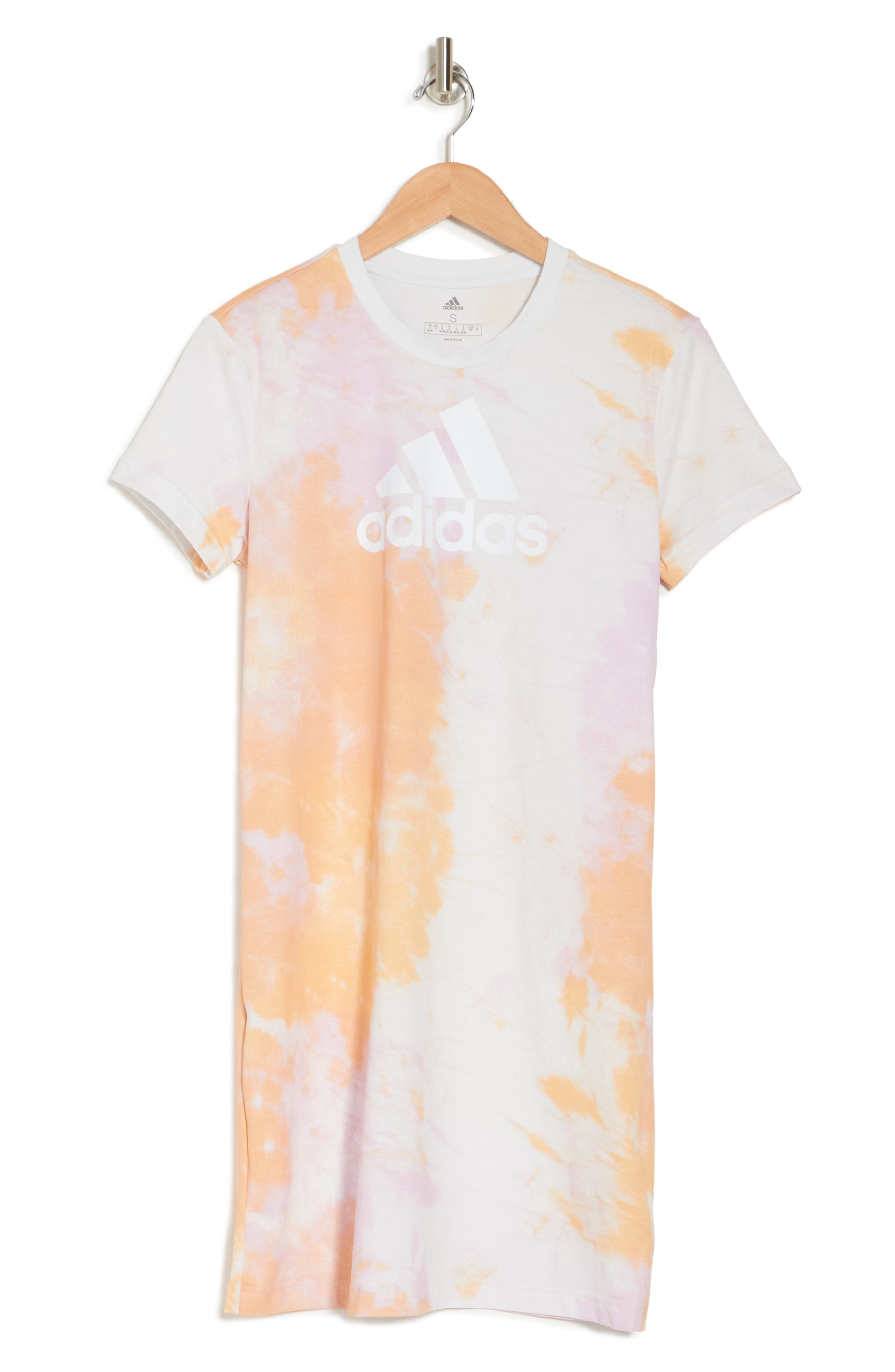 Adidas Originals Tie Dye Logo Crew Neck T-shirt Dress In Hazora/cle