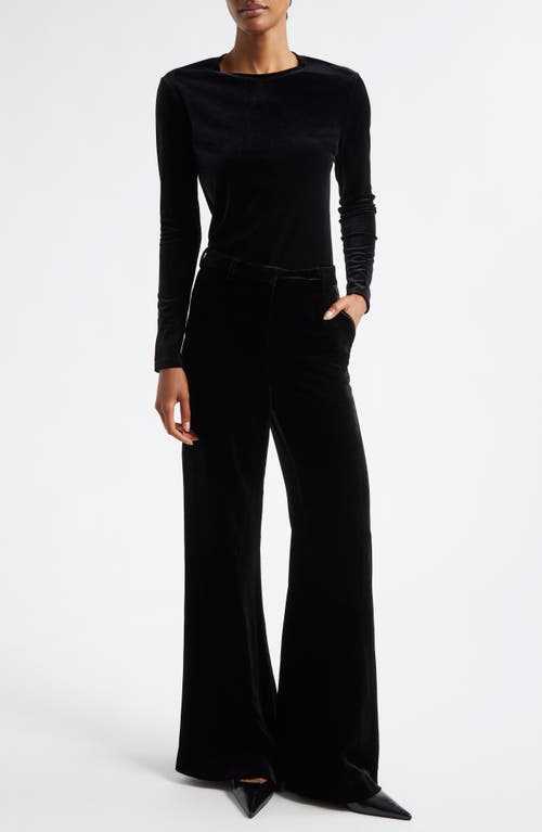 Shop L Agence L'agence Pilar Wide Leg Velvet Pants In Black